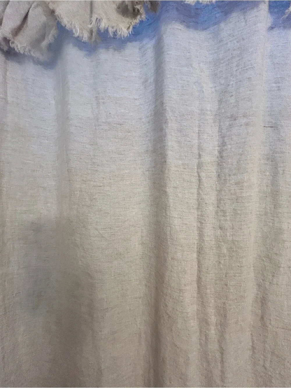 Pottery Barn beige flax linen shower curtain